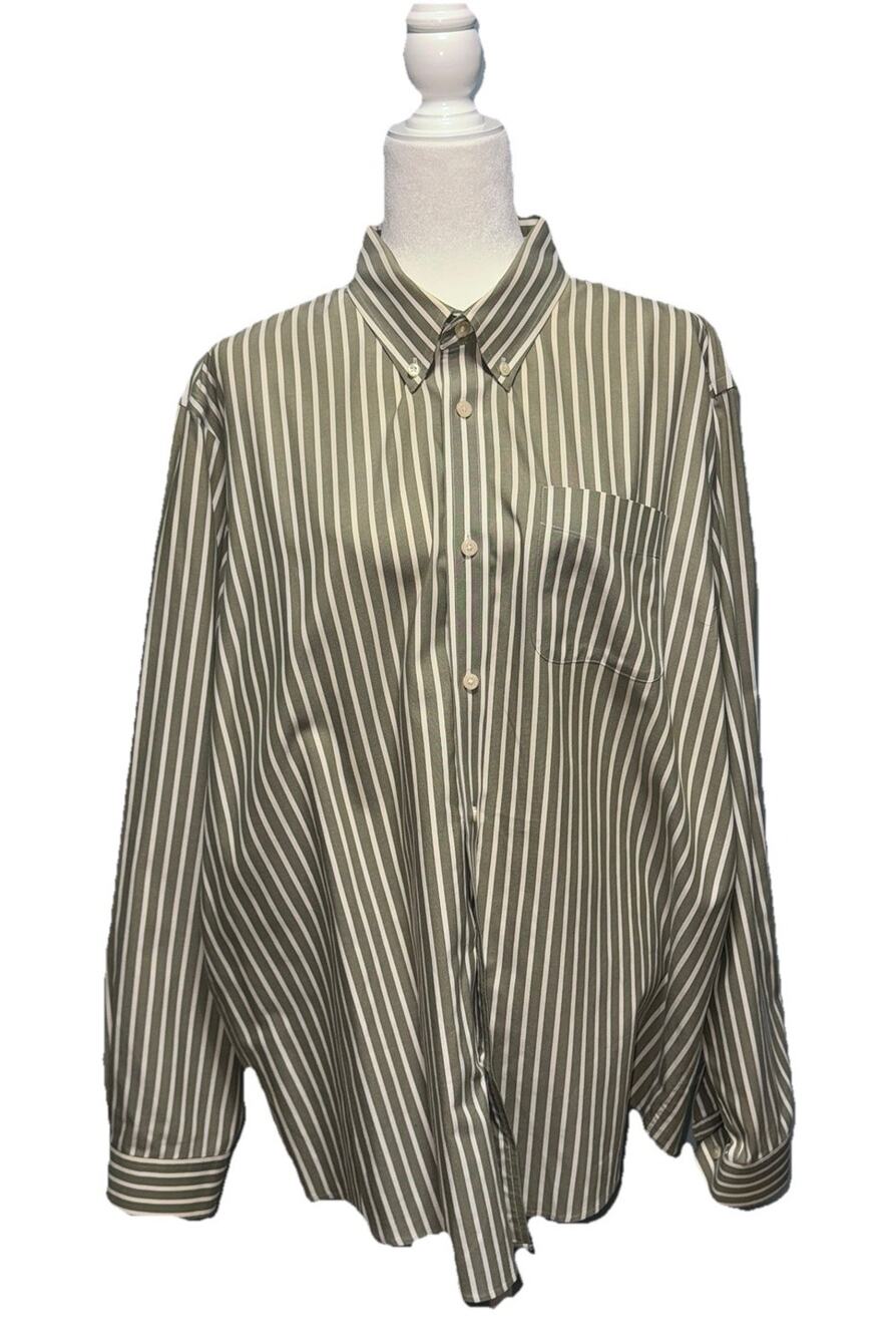 Eddie Bauer Mens XXL Button Down Shirt Striped Wrinkled Resistant Relaxed